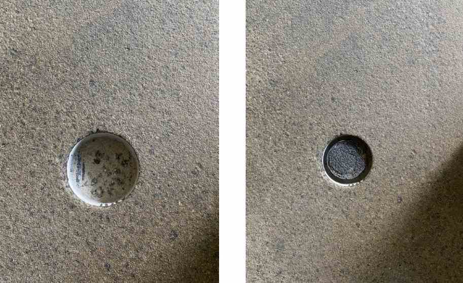 Core hole before and after placement of device